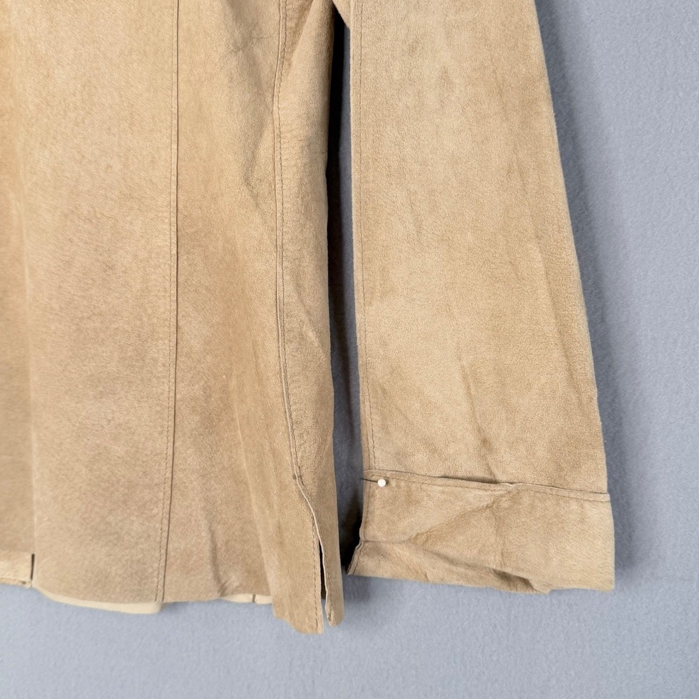 LORD & TAYLOR Tan Suede Leather Jacket Women's Size L Classic Style - Picture 9 of 14